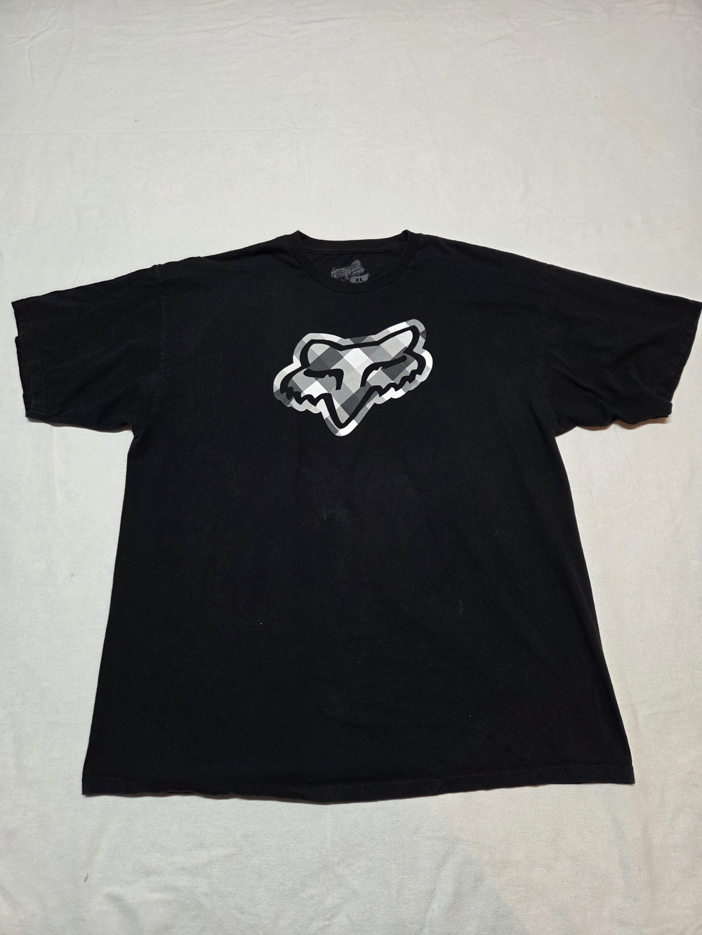 Fox Black Tee with Gray Camo Fox Head Size XL